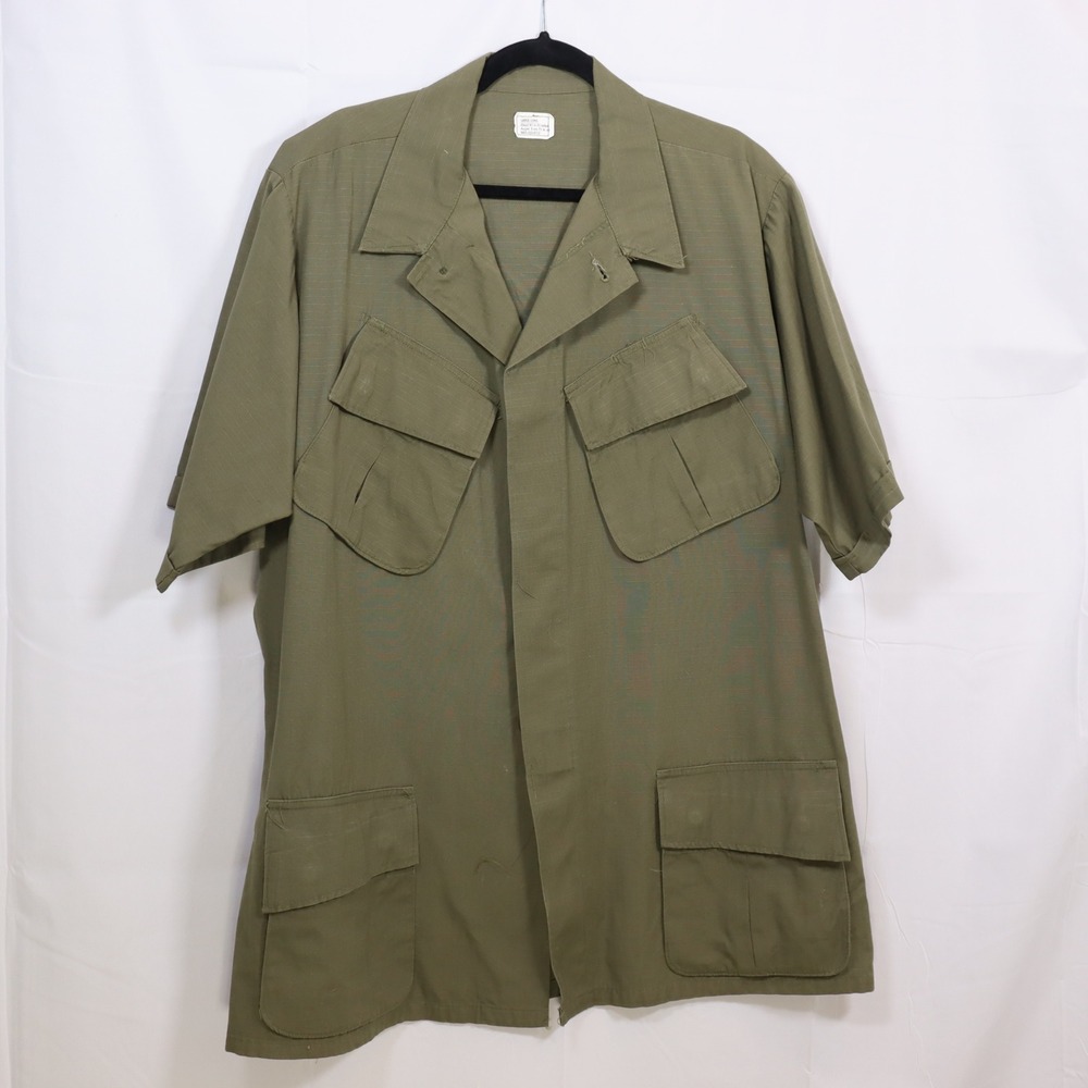 US Military Tropical Combat Coat Large Long Green Mens Ripstop Cotton Jacket